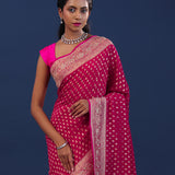 Dark Amaranth Pink Georgette Saree With Banarasi Buttis