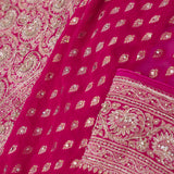 Dark Amaranth Pink Georgette Saree With Banarasi Buttis