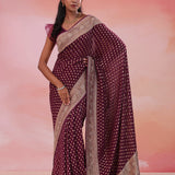 Gondola Brown Georgette Banarasi Saree With Sequins Work