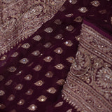 Gondola Brown Georgette Banarasi Saree With Sequins Work
