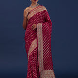 Maroon Georgette Saree With Banarasi Buttis