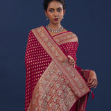 Maroon Georgette Saree With Banarasi Buttis