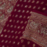 Maroon Georgette Saree With Banarasi Buttis