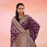 Valentino Purple Georgette Banarasi Saree With Jaal