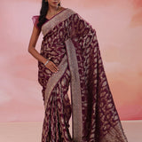 Barossa Purple Georgette Banarasi Saree With Jaal