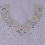 White Tissue Organza Embroidery Saree With Scallop Border