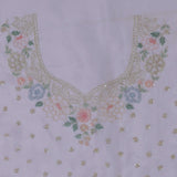 White Tissue Organza Embroidery Saree With Scallop Border