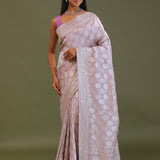 Lilac Banarasi Georgette Embroidery Saree