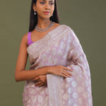Lilac Banarasi Georgette Embroidery Saree