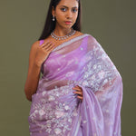 Lilac Tissue Organza Embroidery Saree