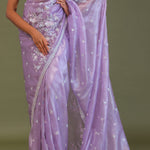 Lilac Tissue Organza Embroidery Saree