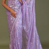 Lilac Tissue Organza Embroidery Saree