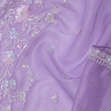 Lilac Tissue Organza Embroidery Saree