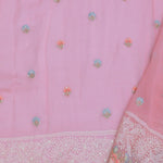 Pink Georgette Embroidery Saree With Scallop Border