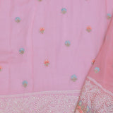 Pink Georgette Embroidery Saree With Scallop Border