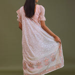 Soft Pink Georgette Embroidery Saree With Scallop Border