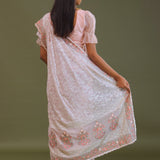 Soft Pink Georgette Embroidery Saree With Scallop Border