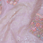 Soft Pink Georgette Embroidery Saree With Scallop Border
