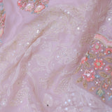 Soft Pink Georgette Embroidery Saree With Scallop Border