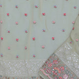 Soft Pistachio Green Georgette Embroidery Saree With Scallop Border