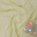 Yellow Georgette Embroidery Saree With Scallop Border