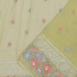 Yellow Georgette Embroidery Saree With Scallop Border