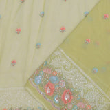 Yellow Georgette Embroidery Saree With Scallop Border