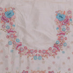 Cream Georgette Embroidery Saree With Scallop Border