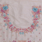 Cream Georgette Embroidery Saree With Scallop Border