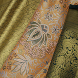 Antique Brass Orange Kanjivaram Tissue Saree With Green Border