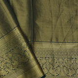 Antique Brass Orange Kanjivaram Tissue Saree With Green Border