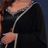 Black Georgette Straight Cut Palazzo Set