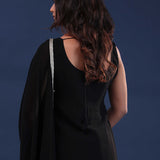 Black Georgette Straight Cut Palazzo Set