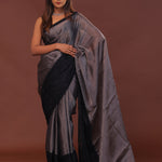 Grey Organza Saree With Embroidery Work