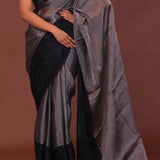 Grey Organza Saree With Embroidery Work