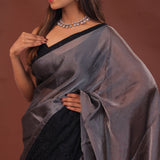 Grey Organza Saree With Embroidery Work