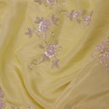 Light Yellow Organza Embroidery Saree With Scallop Border