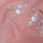 Peachy Pink Embroidery Saree With Scallop Border