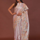 Blush Pink Banarasi Embroidery Saree With Scallop Border