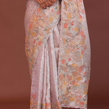 Blush Pink Banarasi Embroidery Saree With Scallop Border