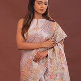 Blush Pink Banarasi Embroidery Saree With Scallop Border