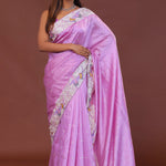 Lavender Soft Silk With Parsi Embroidery
