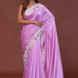 Lavender Soft Silk With Parsi Embroidery