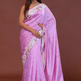 Lavender Soft Silk With Parsi Embroidery