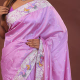 Lavender Soft Silk With Parsi Embroidery