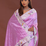 Lavender Soft Silk With Parsi Embroidery