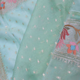 Pistachio Green Organza Saree With Fancy Border