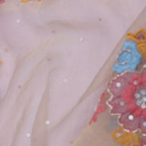 Soft Light French Beige Crush Tissue With Sequins Work