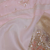 Pastel Pink Crush Tissue Organza Embroidery Saree With Sequins Butti'S