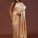 Peach Banarasi Embroidery Saree With Gold Border